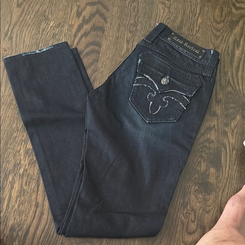 Rock Revival Indigo Jeans with Embroidered Pocket